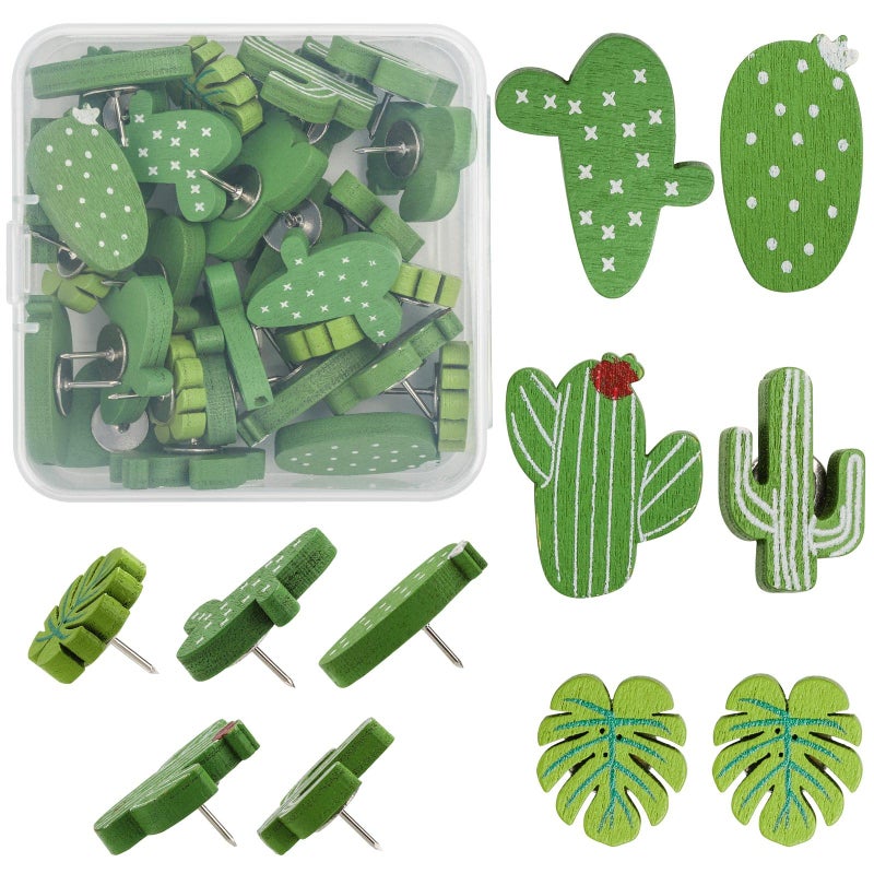 acDesign Push Pins 30Pcs Cactus Decorative Push Pins Wood Pins for Cork Board - Image 1